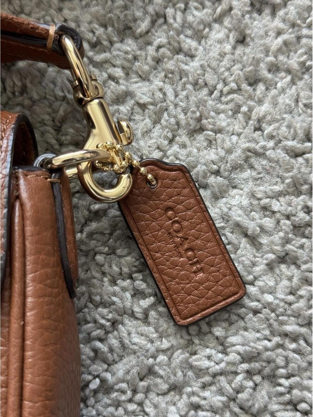 Coach Amelia Small Saddle Bag Pebbled Leather Tan Brown Crossbody - Picture 3 of 9